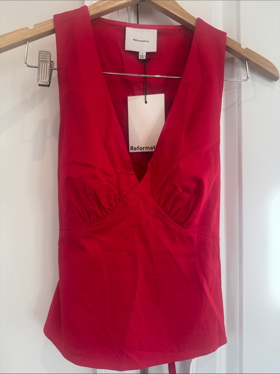 Reformation Tops - Reformation Red Sleeveless V-Neck Top